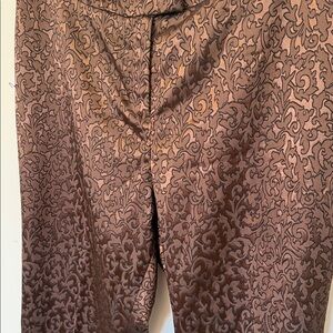 Tribal Chocolate Brown Wide Leg Floral Patterned Dress Pants 🔥 Size 14